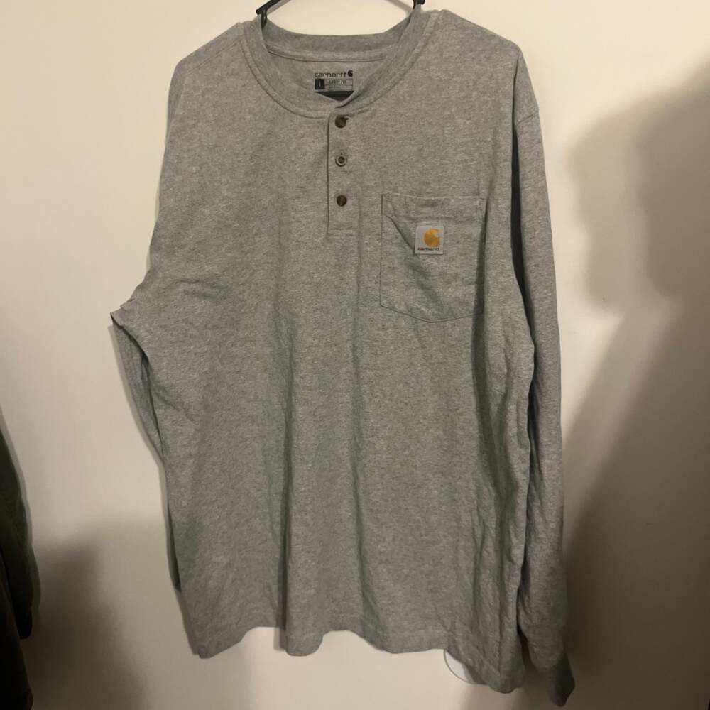Carhartt Men's Heavyweight Long-Sleeve Pocket Henley T-Shirt - Heather Gray